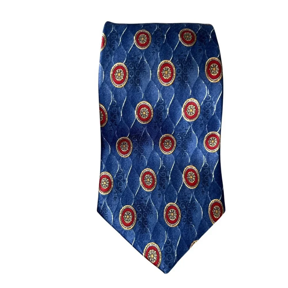 VTG Biella Premier Edition Mens Tie Silk Medallion Geometric Classic USA 90s